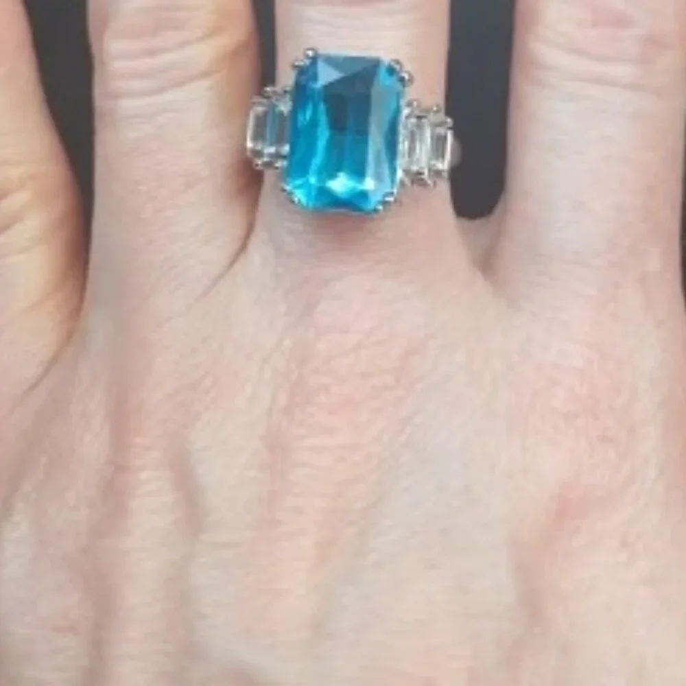 NWOT - Moissanite Aquamarine Gorgeous Rings for Women - Size 9 1/2 - Picture 9 of 10